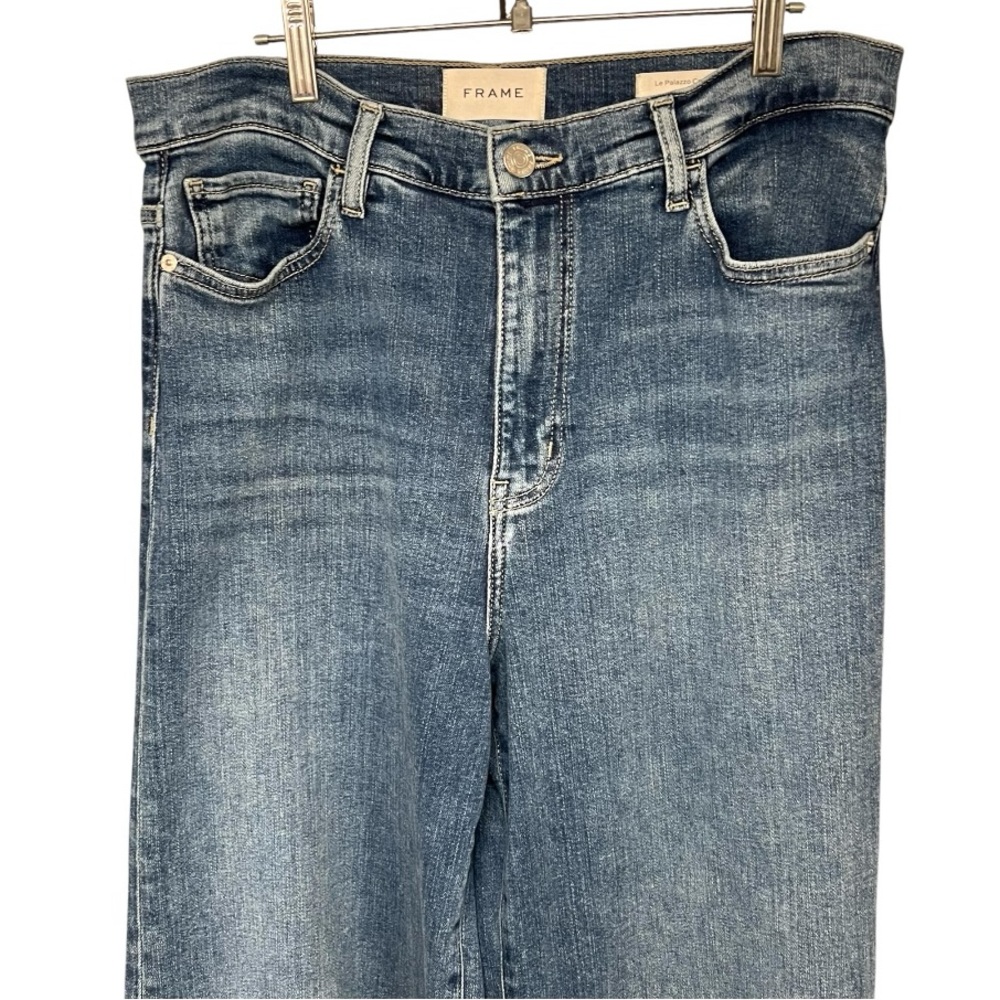 Frame Le Palazzo Crop Wide Leg High Rise Casual Denim Jeans Women’s 30 - Picture 8 of 16